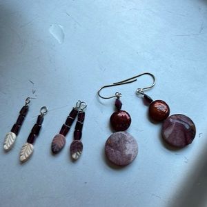 Mookaite, Pearl & Garnet earrings